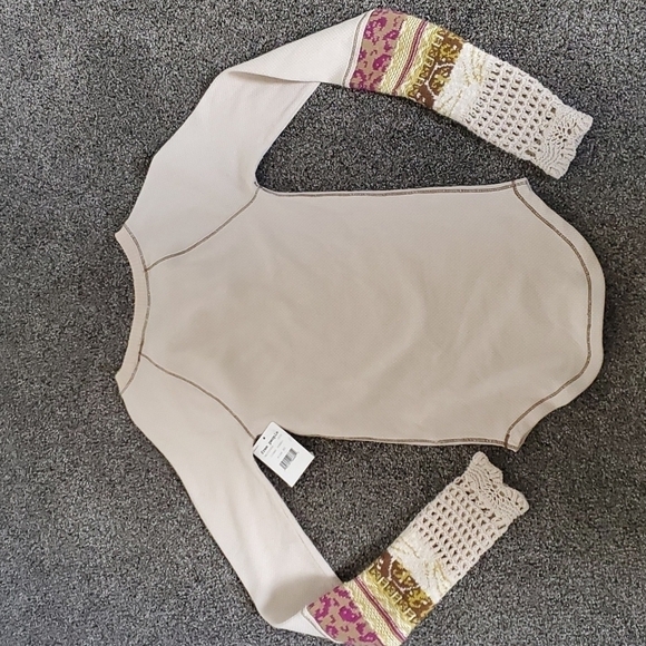 NWT Free People Mix Thermal Cuff Long Sleeve Y2K Top women boho - Picture 12 of 12